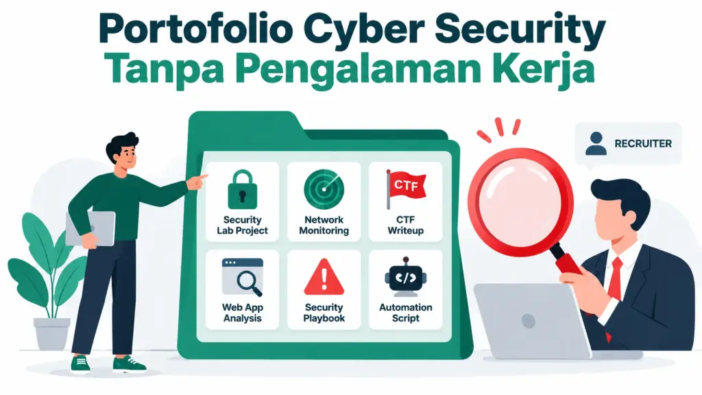 Infografis 6 proyek portofolio cyber security yang bisa dikerjakan tanpa pengalaman kerja