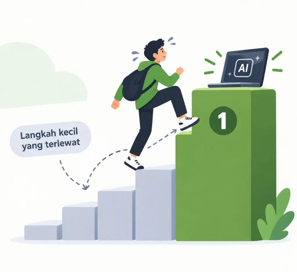 Ilustrasi kesalahan loncat tools canggih tanpa fondasi dasar AI Engineering